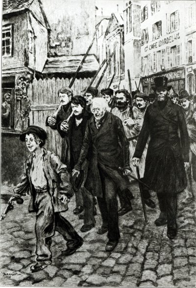 Gavroche führt eine Demonstration an, Illustration aus 